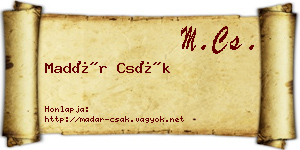 Madár Csák névjegykártya